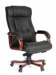 Кресло для руководителя CH-653 натуральные кожа-дерево