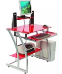 Стол компьютерный стеклянный красный GD-010/Red